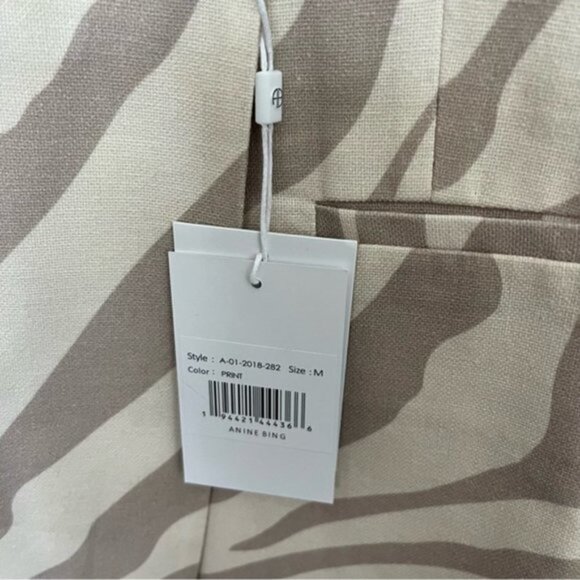 NWT Anine Bing Kaia‎ Blazer Oversized Linen Blend Zebra Stripe Double Breas Sz M - Picture 5 of 11